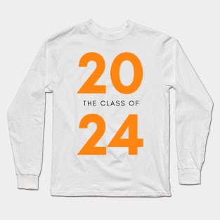 Class Of 2024. Simple Typography 2024 Design for Class Of/ Senior/ Graduation. Orange Long Sleeve T-Shirt